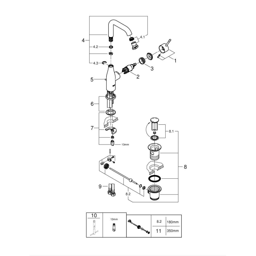 GROHE 32628GL1 - Wastafelkraan ESSENCE maat L, goudkleurig
