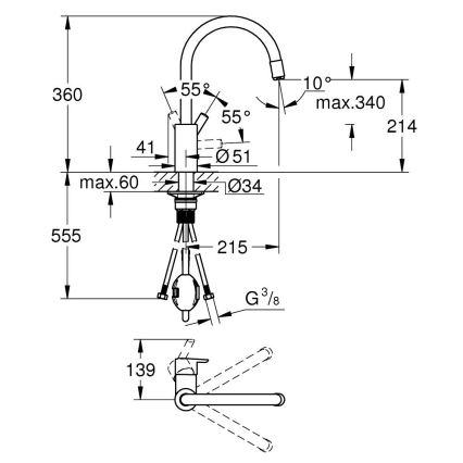 GROHE 32671002 - Keukenkraan FEEL glanzend chroom
