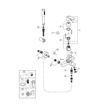 GROHE 32832000 - Badset met mengkraan EUROSMART COSMOPOLITAN glanzend chroom
