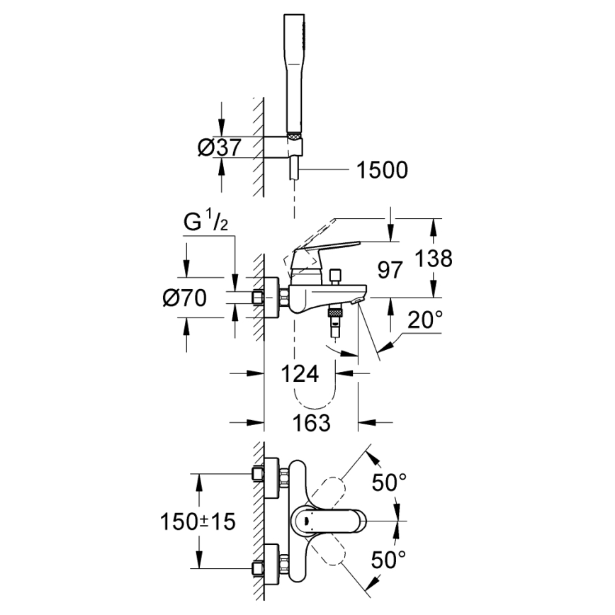 GROHE 32832000 - Badset met mengkraan EUROSMART COSMOPOLITAN glanzend chroom