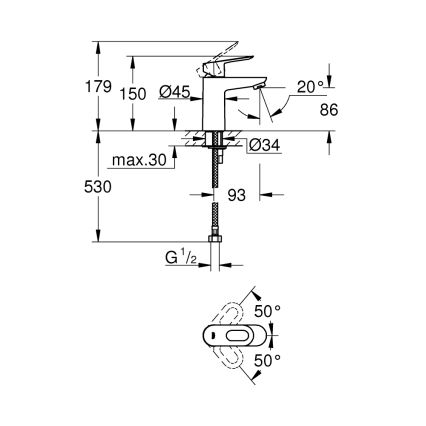 GROHE 32854000 - Wastafelmengkraan BAULOOP glanzend chroom