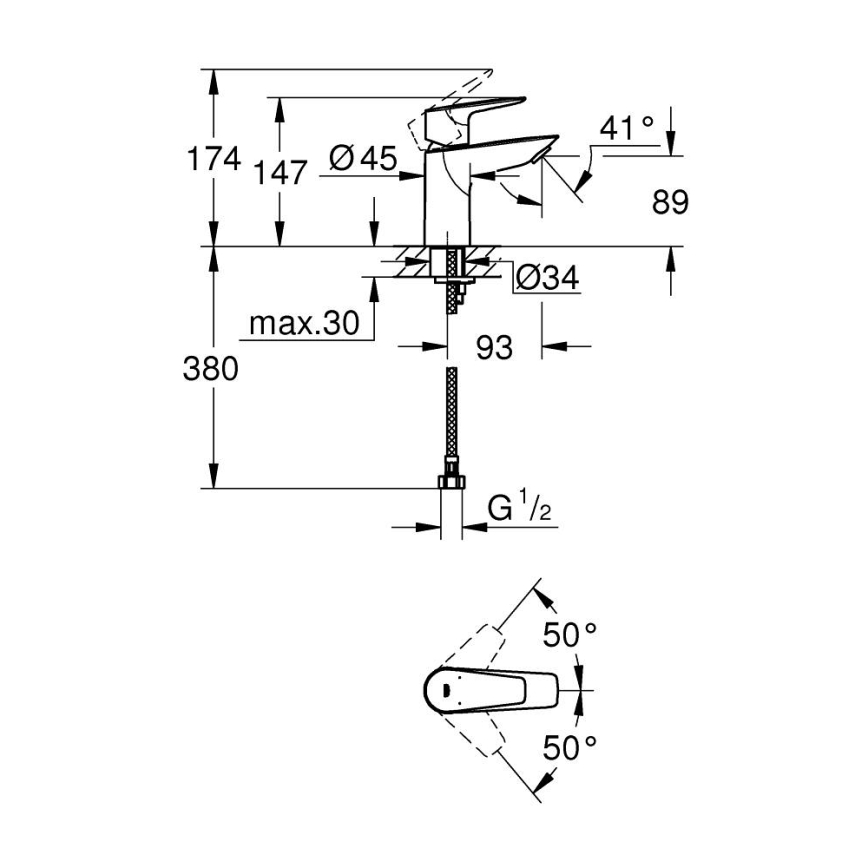 GROHE 32858001 - Wastafelkraan BAUEDGE 147 mm glanzend chroom