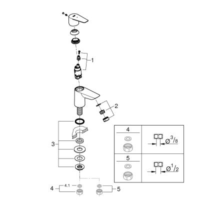 GROHE 32861001 - BAUEDGE wastafelmengkraan 131 mm, glanzend chroom