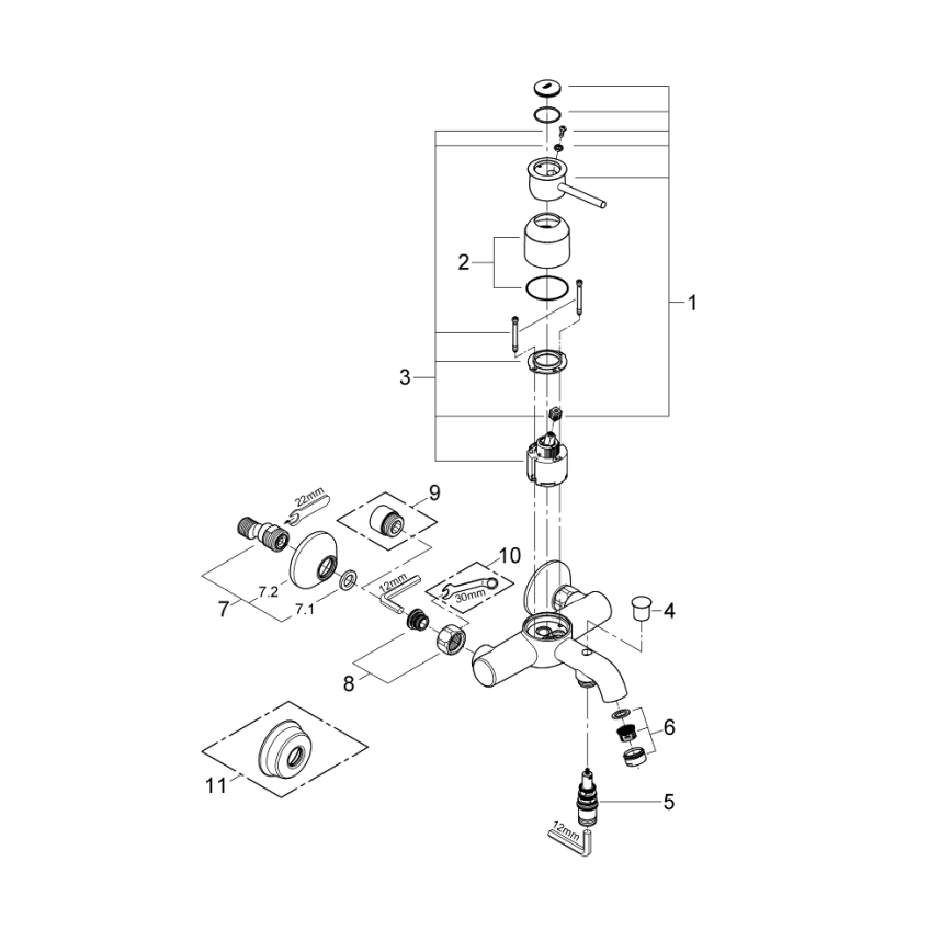 GROHE 32865000 - Badmengkraan BAUCLASSIC DN 15 glanzend chroom