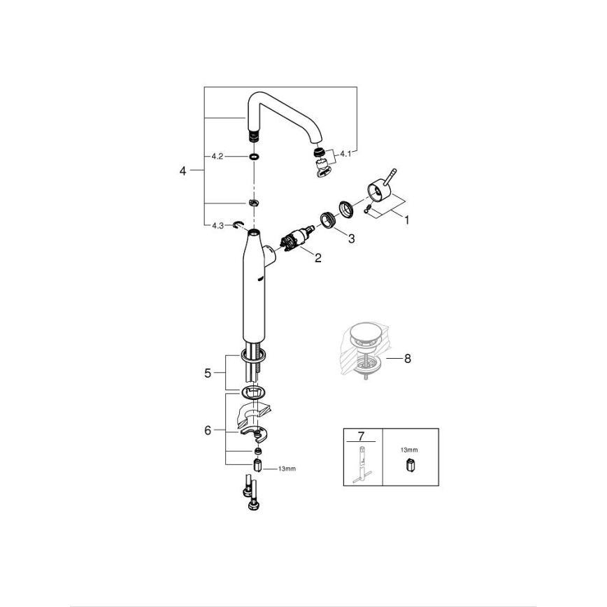 GROHE 32901DC1 - Wastafelkraan ESSENCE XL, RVS