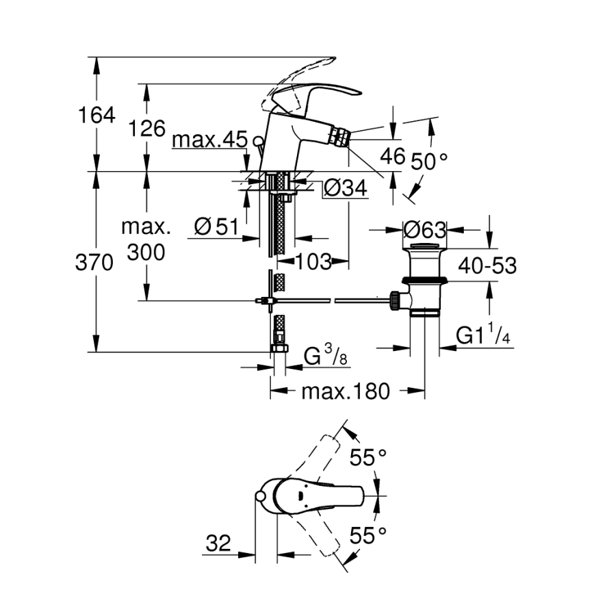 GROHE 32929002 - Bidetmengkraan EUROSMART maat S glanzend chroom
