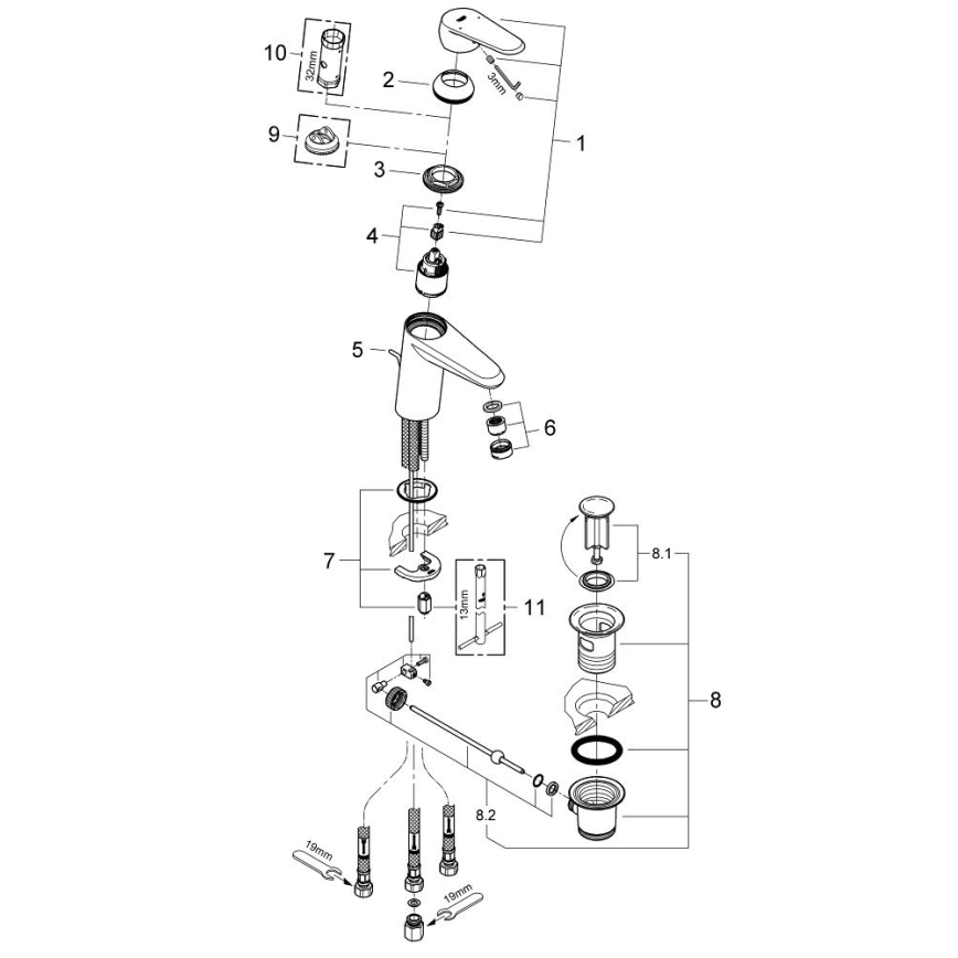 GROHE 33177002 - Wastafelmengkraan EURODISC COSMOPOLITAN DN 15 glanzend chroom