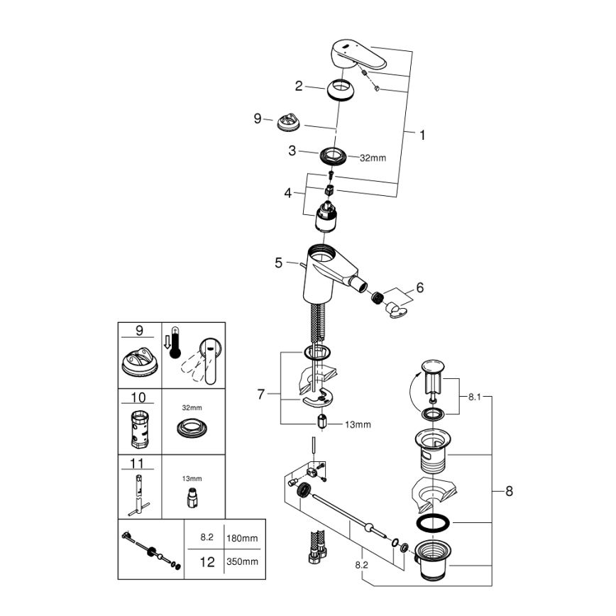 GROHE 33244002 - Bidetmengkraan EURODISC COSMOPOLITAN DN 15 glanzend chroom