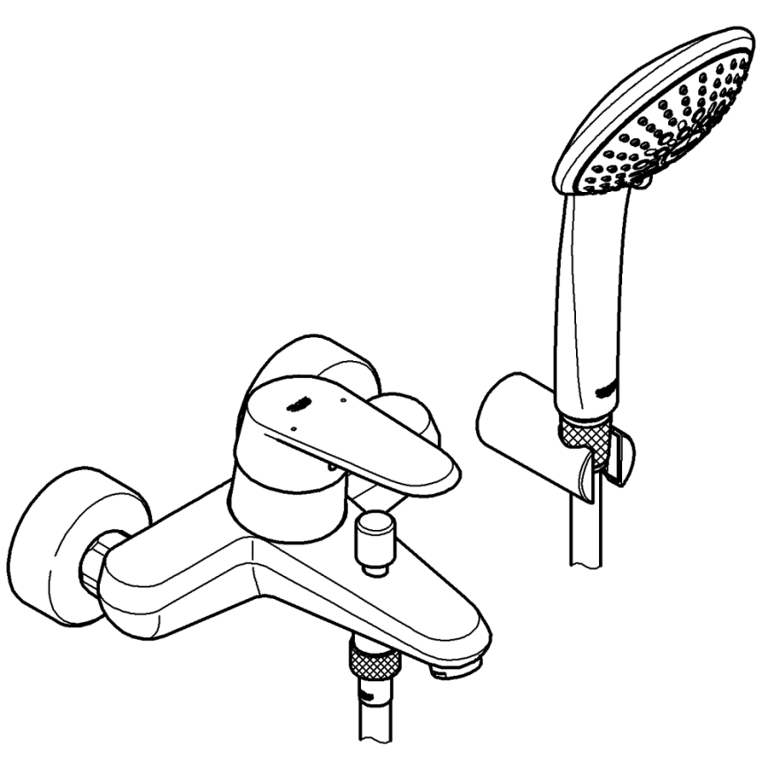 GROHE 33395002 - Badkraanset met mengkraan EURODISC COSMOPOLITAN glanzend chroom