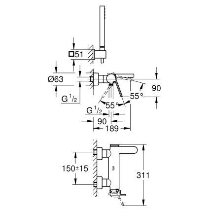 GROHE 33547003 - Badset met mengkraan PLUS glanzend chroom
