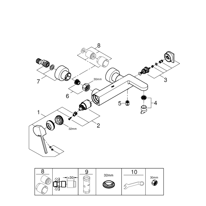 GROHE 33553AL3 - Badmengkraan PLUS in grafiet