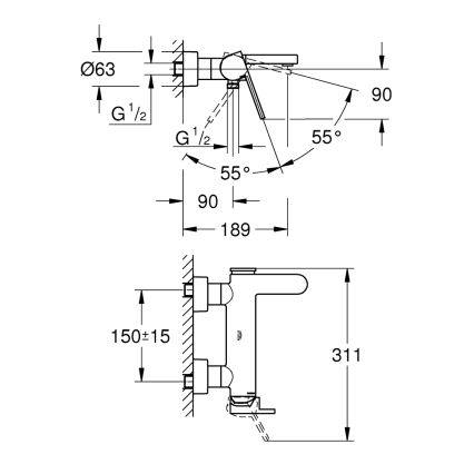 GROHE 33553AL3 - Badmengkraan PLUS in grafiet