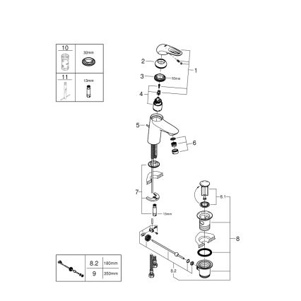 GROHE 33558LS3 - Wastafelmengkraan EUROSTYLE maat S wit