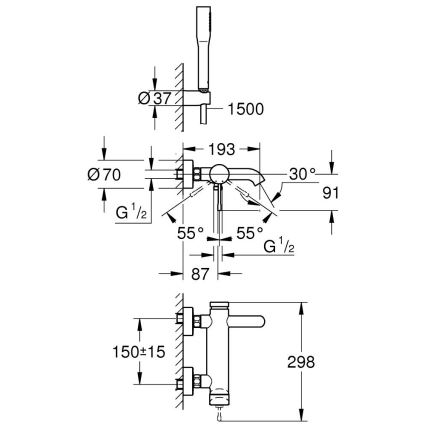 GROHE 33628001 - Badset met mengkraan ESSENCE DN 15, glanzend chroom