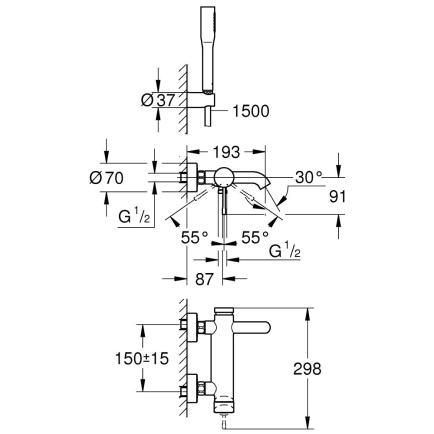 GROHE 33628001 - Badset met mengkraan ESSENCE DN 15, glanzend chroom