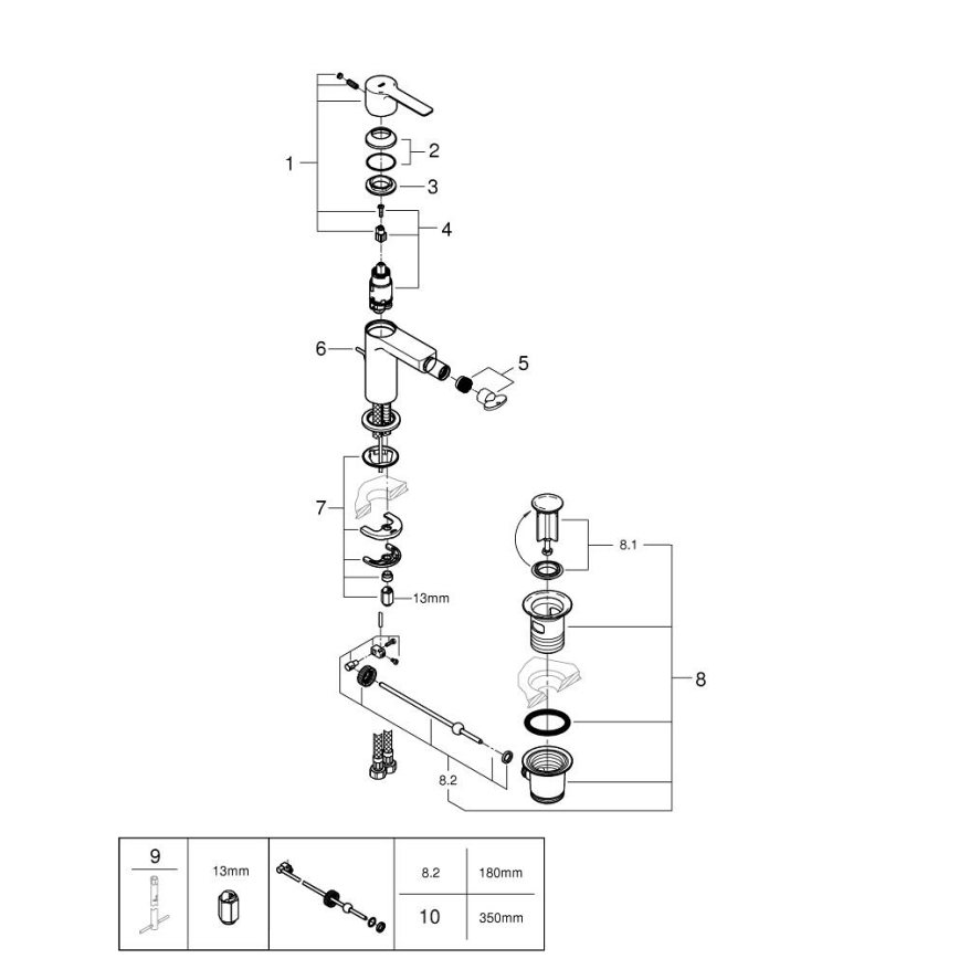 GROHE 33848AL1 - LINEARE bidetkraan maat S, grafiet