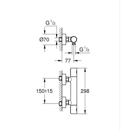 GROHE 34065AL2 - GROHTHERM 1000 COSMOPOLITAN thermostatische douchemengkraan DN 15, grafiet