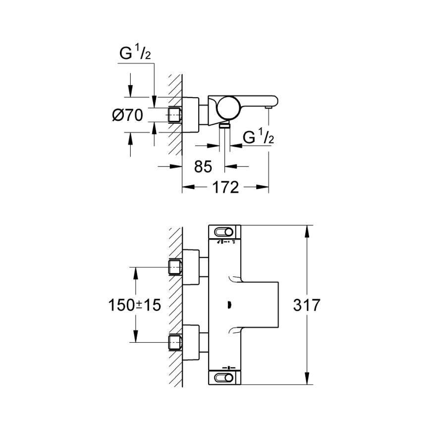 GROHE 34174001 - GROHTHERM 2000 Thermostatische badkraan 172 mm, glanzend chroom
