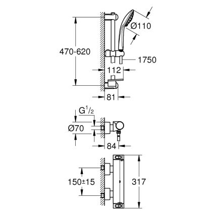 GROHE 34195001 - Thermostatische kraan GROHTHERM 2000 met EUPHORIA 110 doucheset chroom