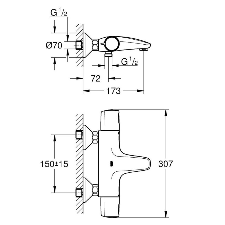 GROHE 34227002 - Thermostatische badkraan PRECISION TREND DN 15 glanzend chroom