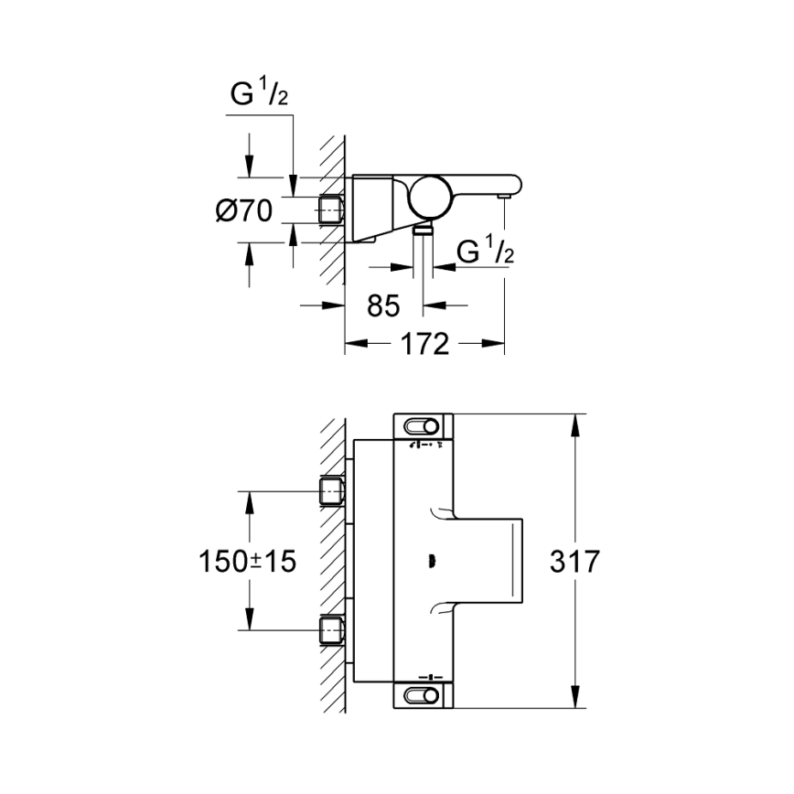GROHE 34464001 - Thermostatische badmengkraan GROHTHERM 2000 DN 15 glanzend chroom