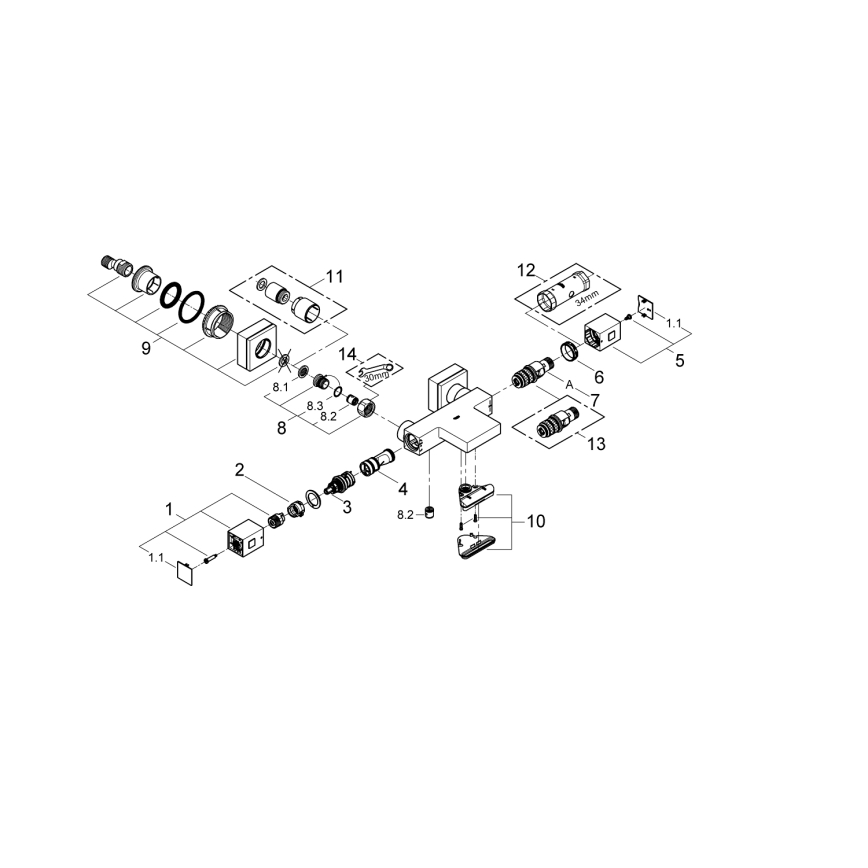 GROHE 34497000 - Thermostatische badkraan GROHTHERM CUBE DN 15 glanzend chroom