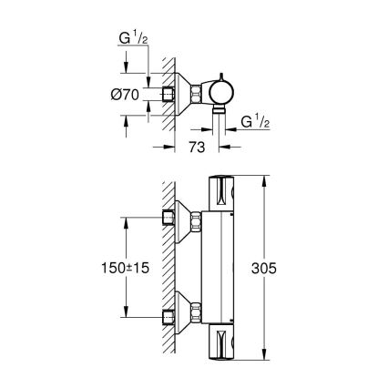 GROHE 34558000 - Thermostatische douchekraan GROHTHERM 800 DN 15 glanzend chroom