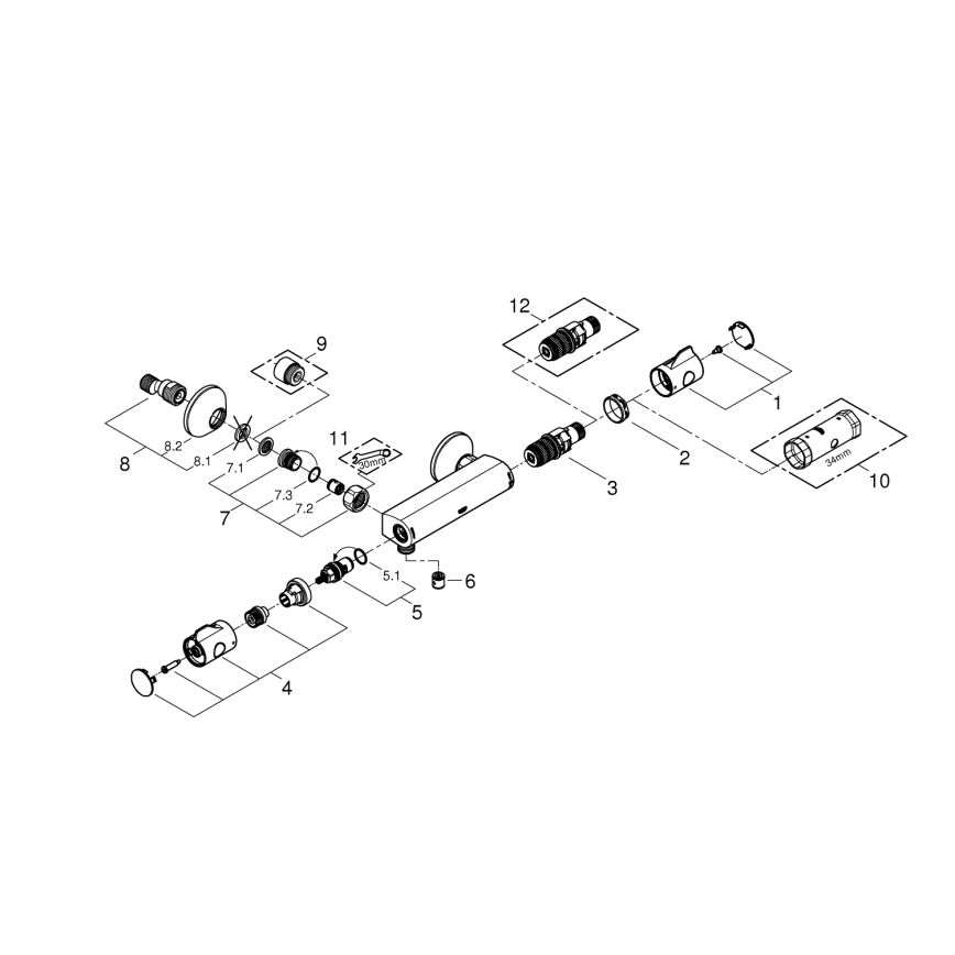 GROHE 34558000 - Thermostatische douchekraan GROHTHERM 800 DN 15 glanzend chroom