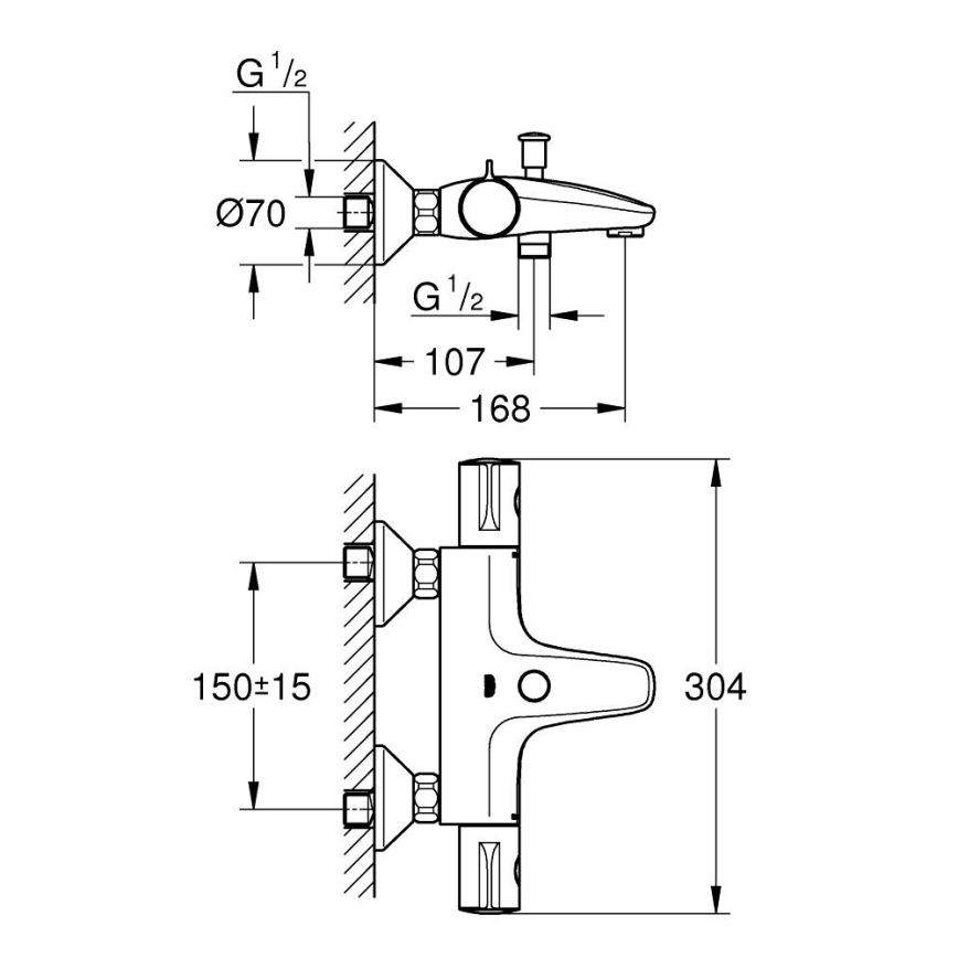 GROHE 34567000 - Thermostatische badkraan GROHTHERM 800 DN 15 glanzend chroom
