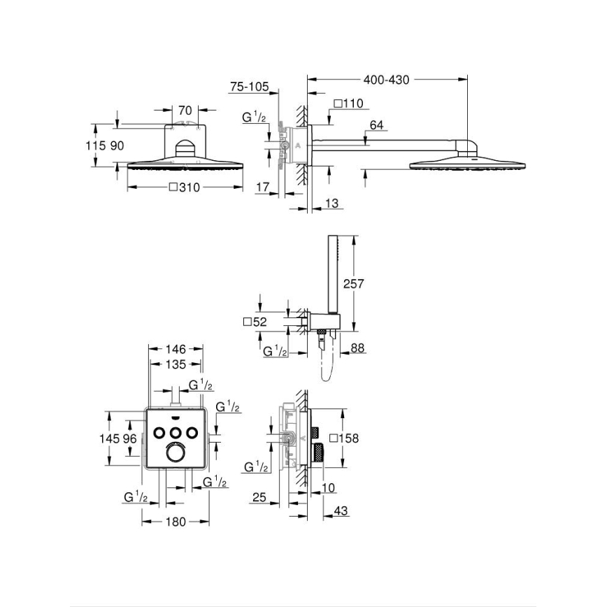 GROHE 34712000 - Doucheset SMARTCONTROL 310 × 310 mm glanzend chroom