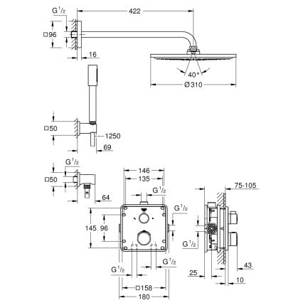 GROHE 34730000 - Doucheset GROHTHERM RAINSHOWER COSMOPOLITAN 310 422 mm chroom