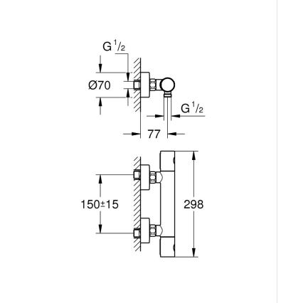 GROHE 34765000 - Thermostatische douchekraan GROHTHERM COSMOPOLITAN DN 15, chroom