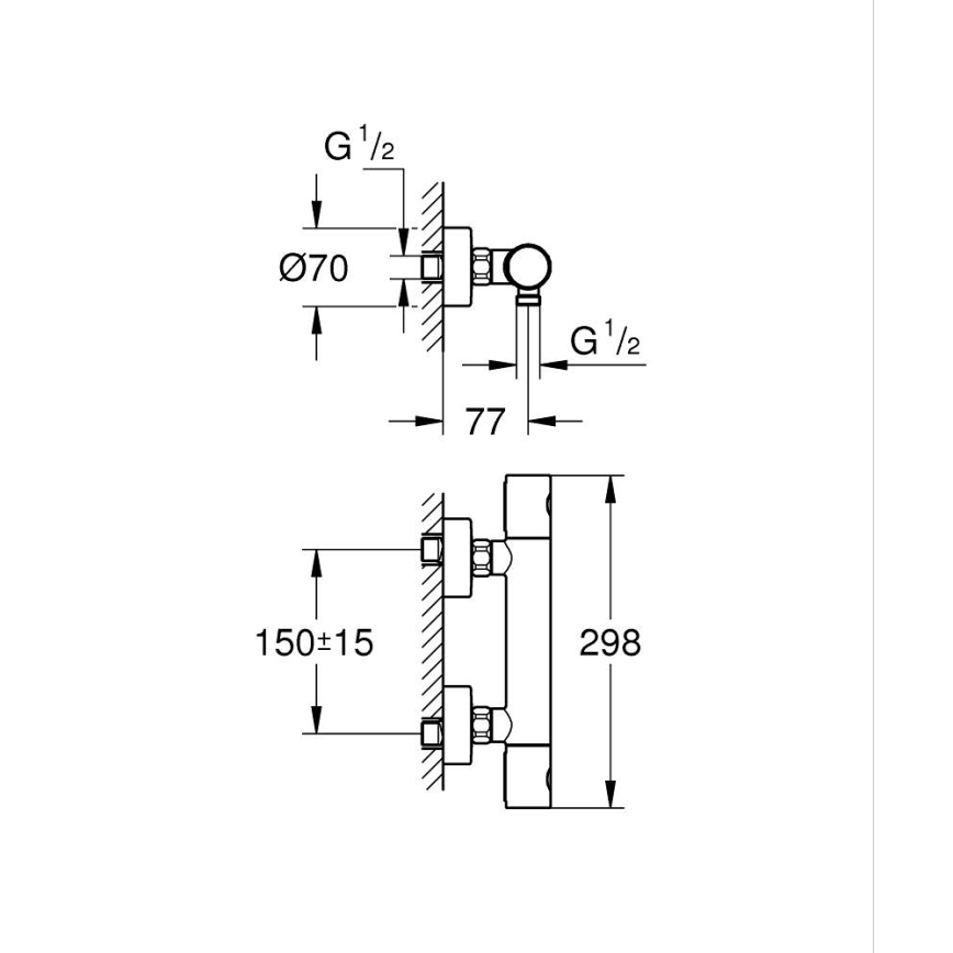 GROHE 34765000 - Thermostatische douchekraan GROHTHERM COSMOPOLITAN DN 15, chroom