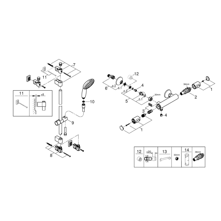 GROHE 34800001 - Thermostatische douchekraan PRECISION FLOW 600 mm chroom