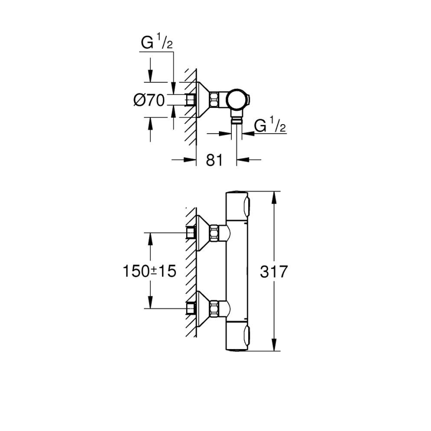 GROHE 34840000 - Thermostatische douchemengkraan PRECISION DN 15 glanzend chroom