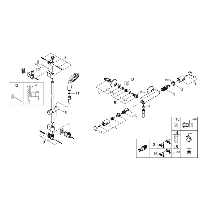 GROHE 34854001 - Thermostatische douchemengkraan PRECISION START 900 mm chroom
