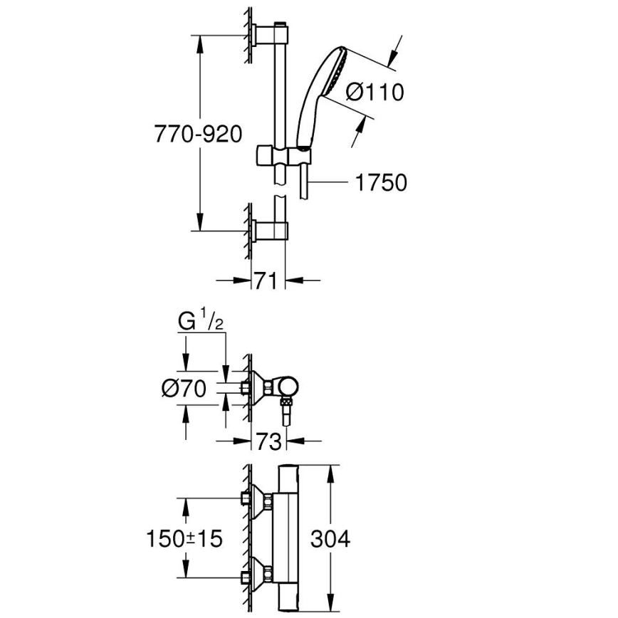 GROHE 34854001 - Thermostatische douchemengkraan PRECISION START 900 mm chroom