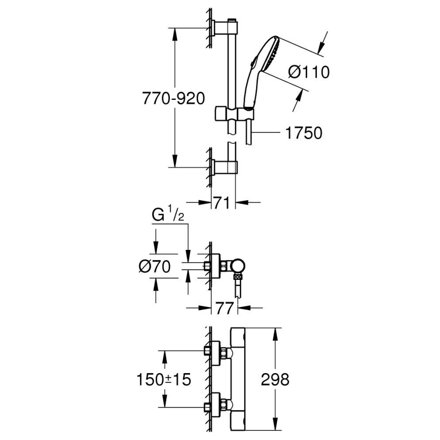 GROHE 34857000 - Doucheset met thermostatische mengkraan PRECISION GET 12” glanzend chroom