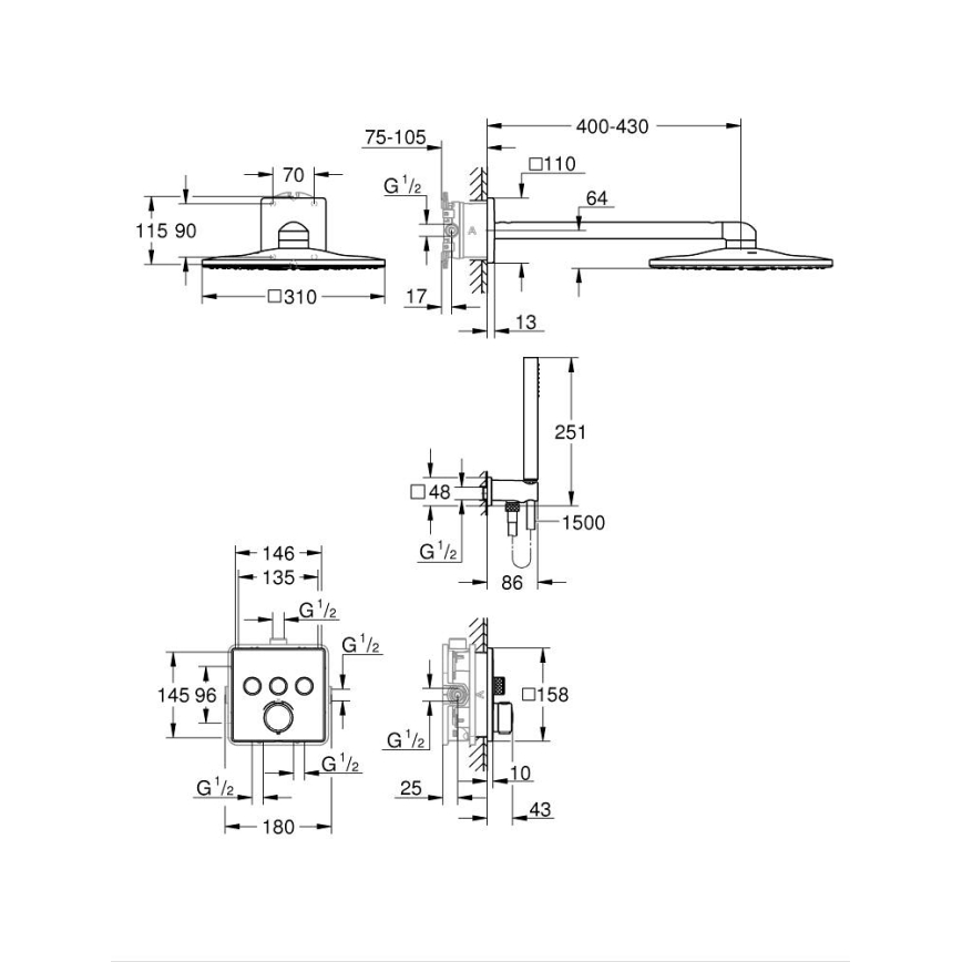 GROHE 34875000 - Douchesysteem PRECISION SMARTCONTROL 310 mm glanzend chroom
