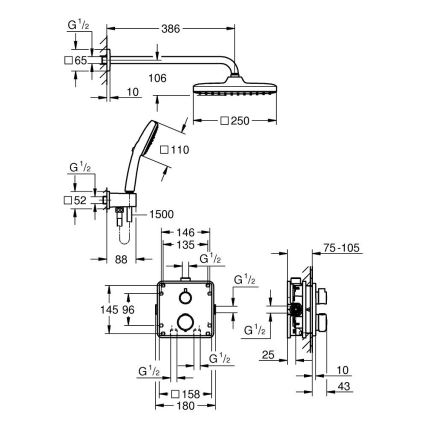 GROHE 34882000 - Douchesysteem PRECISION VITALIO COMFORT 250 glanzend chroom