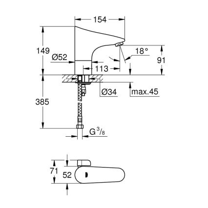 GROHE 36207001 - Elektronische wastafelkraan EUROPLUS E DN 15 glanzend chroom
