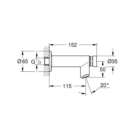 GROHE 36266000 - Zelfsluitend wandventiel EUROECO COSMOPOLITAN T DN 15 chroom