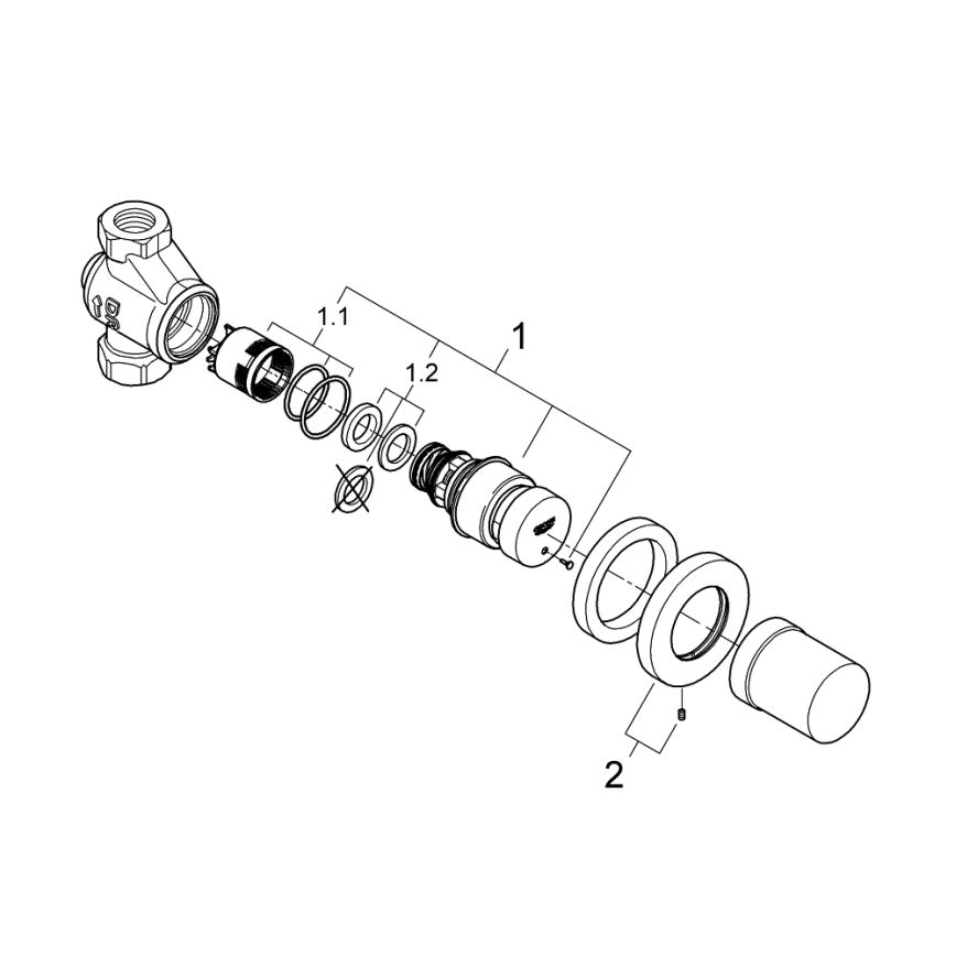 GROHE 36268000-zelfsluitend doorstroomventiel EUROECO COSMOPOLITAN T DN 15 chroom