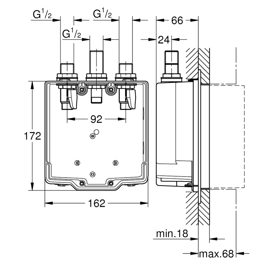 Grohe 36322001 - Inbouwlichaam voor EUROSMART COSMOPOLITAN T mengkraan