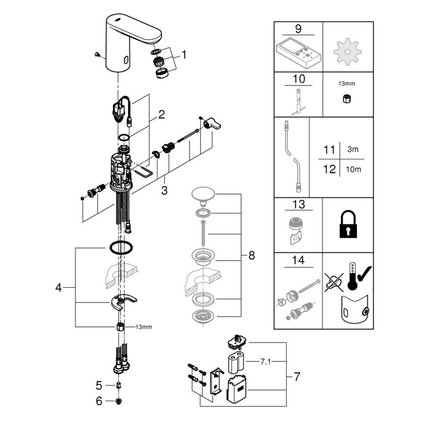 GROHE 36366002 - Elektronische wastafelkraan GET E glanzend chroom
