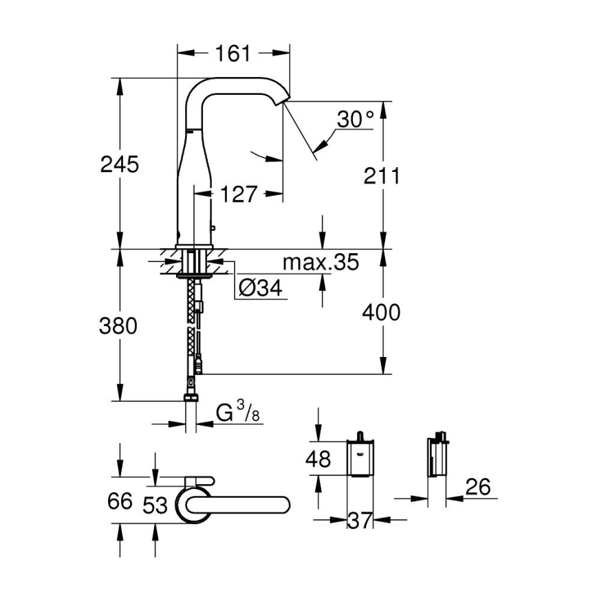 GROHE 36445000 - Infrarood elektronische wastafelkraan ESSENCE E glanzend chroom