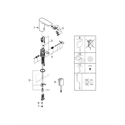 GROHE 36453000 - Infrarood elektronische wastafelkraan BAU COSMOPOLITAN E 123 mm chroom