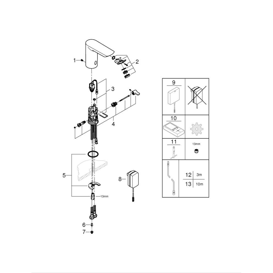 GROHE 36453000 - Infrarood elektronische wastafelkraan BAU COSMOPOLITAN E 123 mm chroom