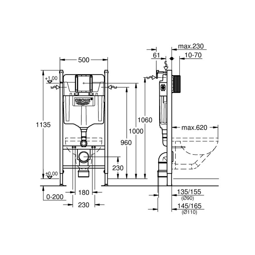 GROHE 36497000 - SOLIDO WC-module 1,13 m, wit
