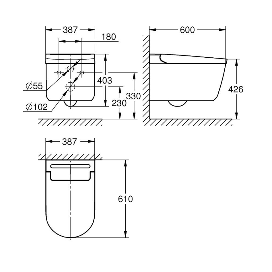 GROHE 36507SH0 - Douche-wc SENSIA 600 × 387 × 403 mm keramiek/wit